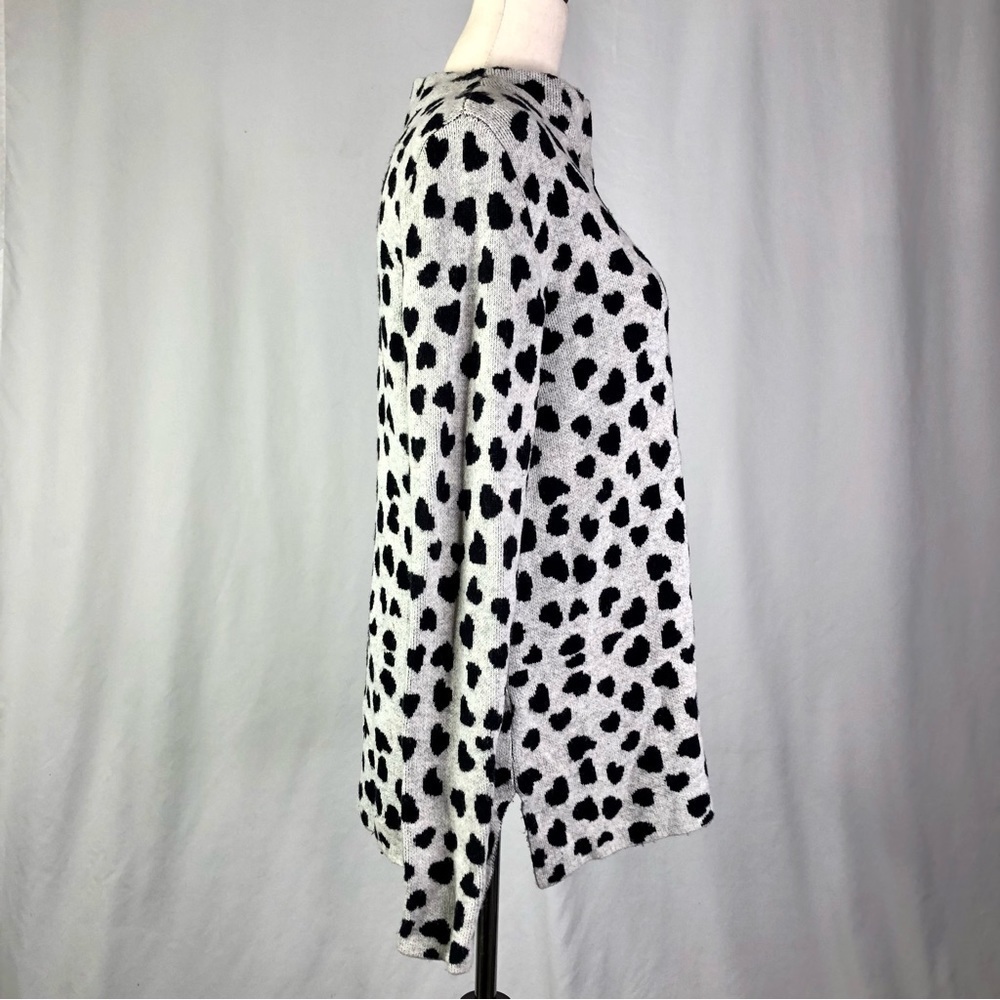 LOFT cheetah heart sweater grey black M - Picture 3 of 8